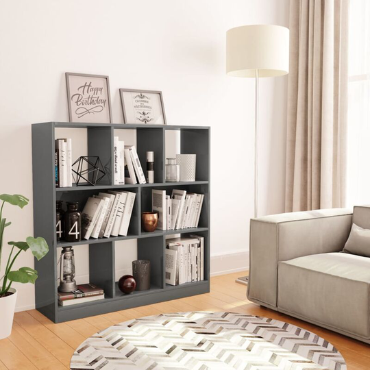 Asupermall - Book Cabinet High Gloss Grey 97.5x29.5x100 cm Chipboard