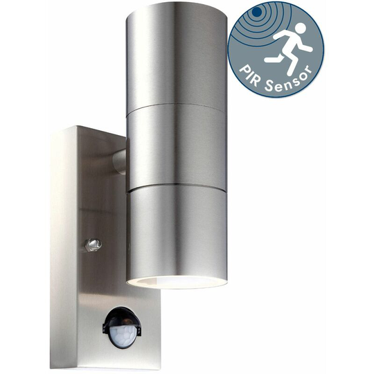 Blaze - Stainless Steel Outdoor Up Down Motion Sensor Wall Light - Brushed stainless steel and clear glass