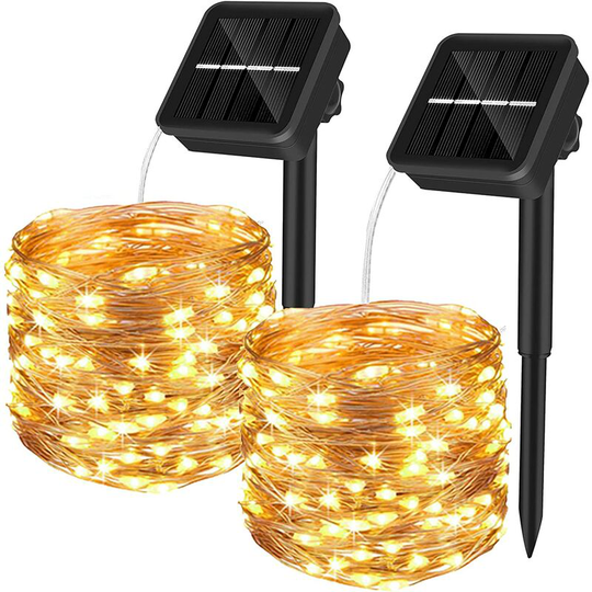 Aougo - Outdoor Solar String Lights, 12M 100LED Waterproof Outdoor Solar String Lights 8 Patterns Waterproof Copper Wire Decoration for Home, Garden,