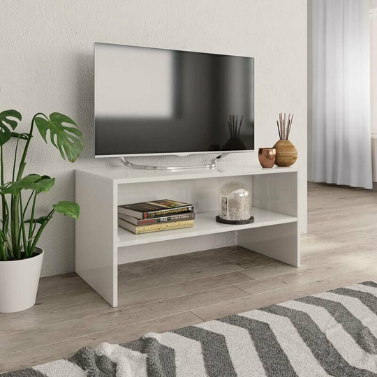 Bearsu - tv cabinet Glossy white 80 x 40 x 40 cm Chipboard