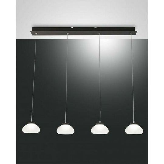 Fabas Luce Arabella led Straight Bar Pendant Ceiling Light White Glass