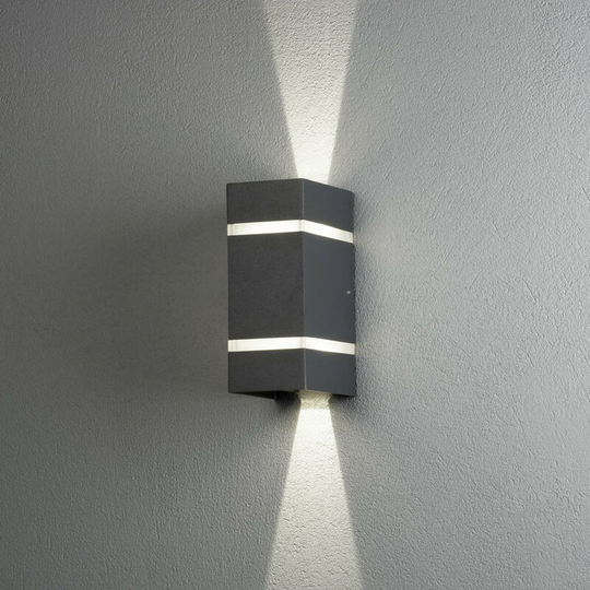 Konstsmide Cremona Outdoor Modern Up Down Wall Light Anthracite 2 X3 w High Power led, IP54