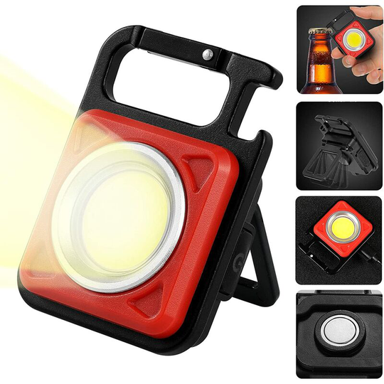 Mini led Torch Light, Rechargeable Led Work Light, 800 Lumens Magnetic Work Light for Bedside, Workshop, Emergency, Outdoor Lamp Red