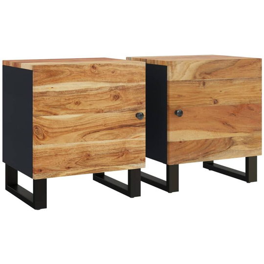 Bedside Cabinets 2 pcs 40x33x46 cm Solid Wood Acacia Vidaxl Black