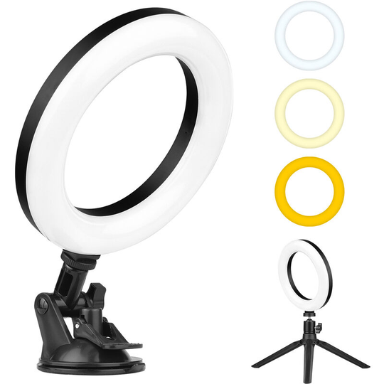 Andoer 6 Inch led Ring Light Laptop Video Conference Lighting 3 Lighting Modes 3200K-5600K Dimmable usb Powered with Suction Cup Mount + Desktop