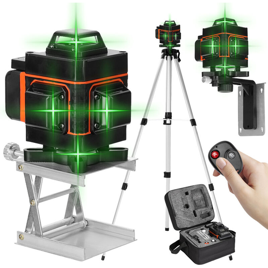 Lifcausal - Multifunctional 16 Lines Self-Leveling Level Tool With 1.5M 3 Heights Adjustable Alloy Extension Bar Tripod Stand With Carrying Bag