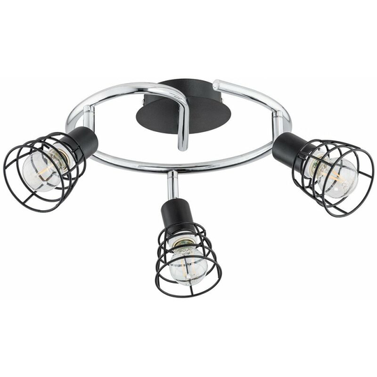 Keter Cage Multi Arm Semi Flush Ceiling Light Black, 29cm, 3x E14