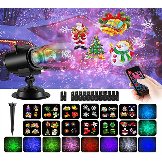 Kartokner - Christmas Halloween led Projector Lamp, Water Wave & Pattern Waterproof Projector Light with Remote Control, Projection Lamp Lighting