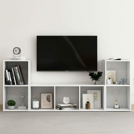 3 Piece tv Cabinet Set White Chipboard FF3080015_UK - Topdeal