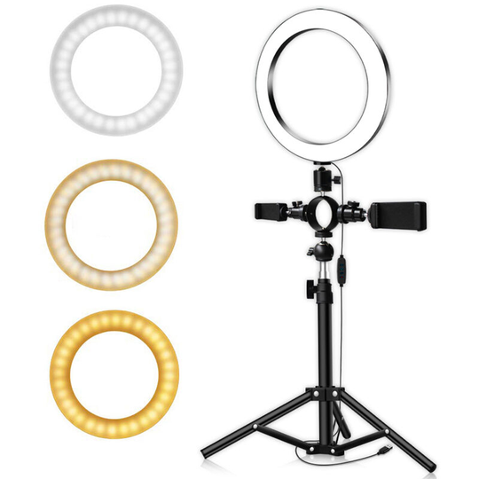 Asupermall - usb Charging LEDs Fill Light Lamp with Phone Clip Tripod Stand 3 Lighting Modes & 10 Levels Dimmable for Makeup Selfie Photography Live