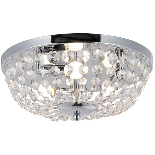 Zumaline Cosi Crystal Ceiling Light, Chrome, 3x E14