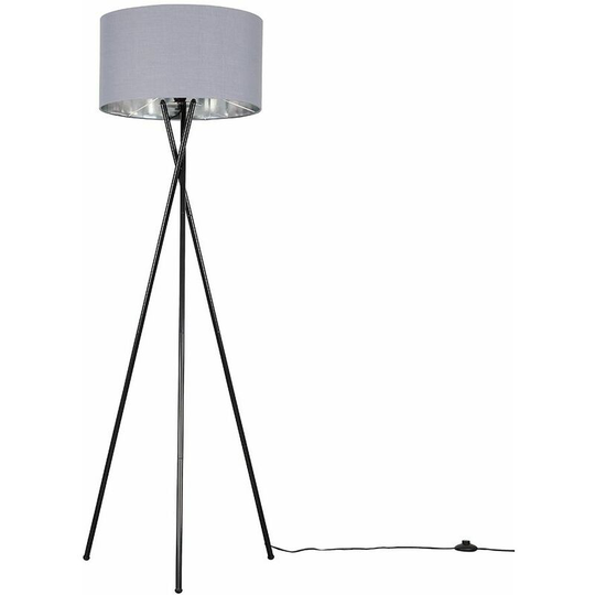 Minisun - led Metal Tripod Floor Lamp - Grey & Chrome