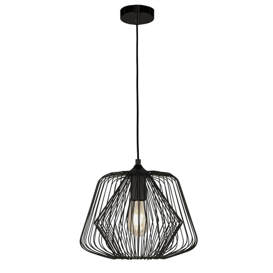 Searchlight Bell Cage - 1 Light Cage Pendant Matt Black, E27