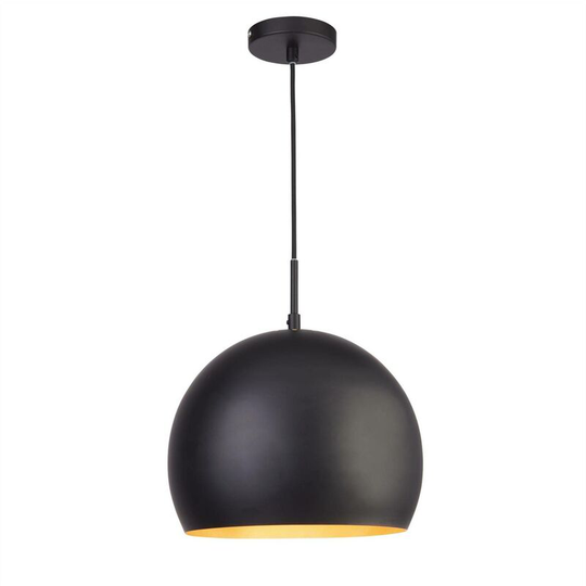 Searchlight Industrial - 1 Light Small Pendant Matt Black, Gold, E27