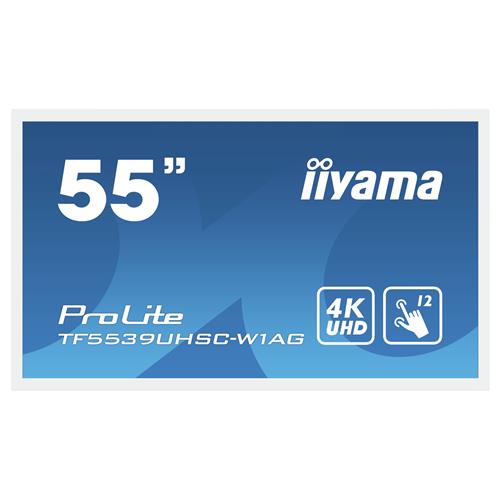 iiyama ProLite TF5539UHSC-W1AG computer monitor 139.7 cm (55") 3840 x 2160 pixels 4K Ultra HD LED Touchscreen Multi-user White
