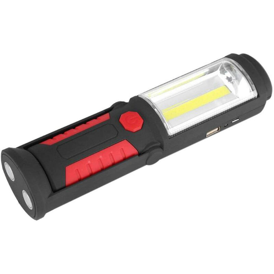 LED Work Light with 360 Degree Rotating Hook, 3W Rechargeable COB LED Flashlight Camping Emergency Work Light with Magnetic Holder for Garage,