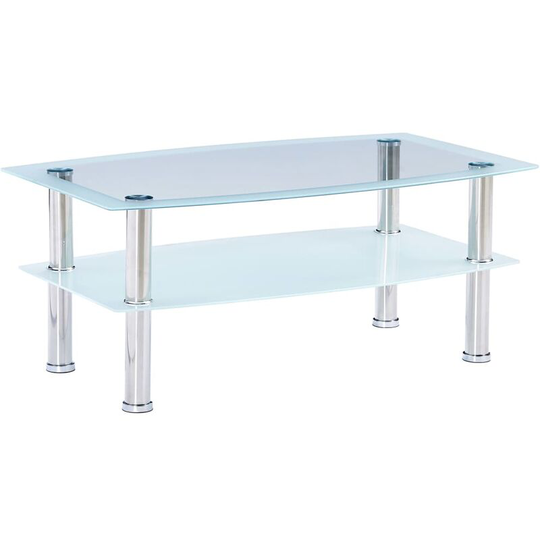 Coffee Table White 100x60x42 cm Tempered Glass VDTD22253 - Topdeal