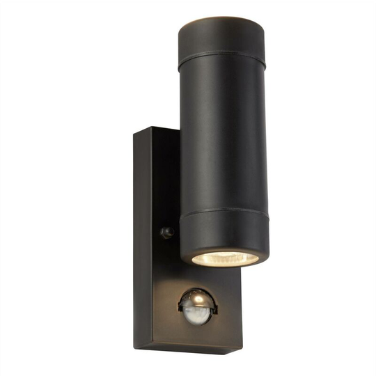 Searchlight Lighting - Searchlight Outdoor - 2 Light Outdoor Up Down Wall Light Black with pir Sensor IP44, GU10