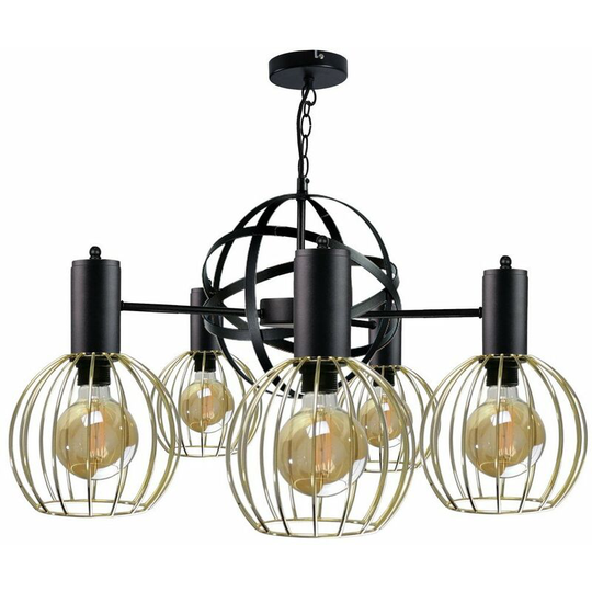 Keter Lighting - Keter Satellite Pendant Ceiling Light Black, 60cm, 5x E27