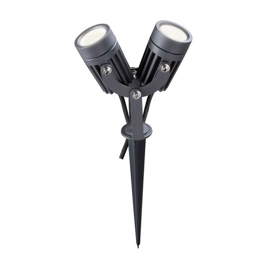 Luminosa Lighting - Twin Spike Light, 2 x 3W led, 3000K, 420lm, 30 Degree, IP65, Grey, Black