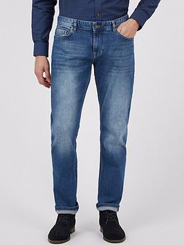 Jeff Banks Light Blue Straight Fit Jean, Light Blue, Size 38, Inside Leg Long, Men