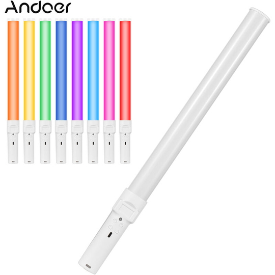 Andoer - D2 Handheld rgb Light Tube led Video Light Wand 2500K/5500K/8500K Dimmable 7 Colorful Light Effects Built-in Battery for Vlog Live Streaming