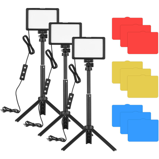 Asupermall - Andoer usb Video Conference Lighting Kit with 3 * led Video Lights 5600K Dimmable + 3 * Desktop Tripods + 3 * 180¡ã Rotatable Mounting