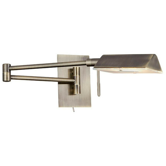 Searchlight Apothecary 1 Light Wall Bracket, Adjust' Swing Arm, Antique Brass & Frosted Clear Glass Lens