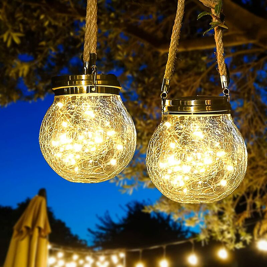 Aougo - Solar Lights Outdoor Garden - Set of 2 Outdoor Solar Lights - 20 led Decorative Outdoor Solar Garden Lights, Indoor Outdoor Solar Glass Balls