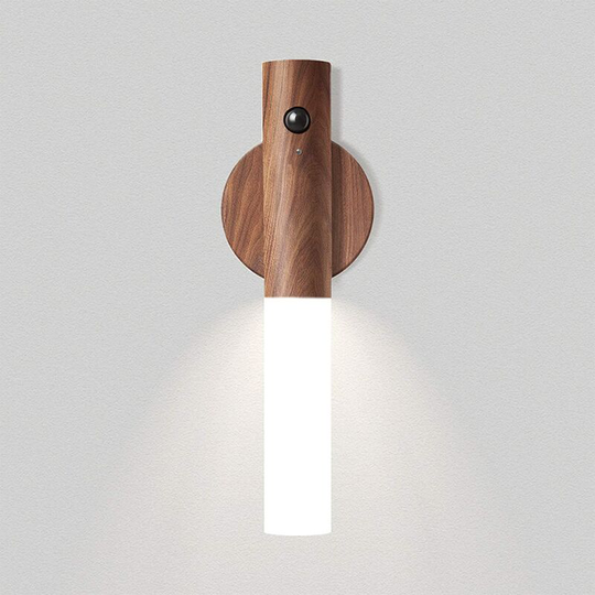 Aougo - Indoor Wall Light with Sensor, Multi-Function Wood Lamp, Removable Designer Bedside Lamp with Magnetic Stand, Portable Rechargeable led Night