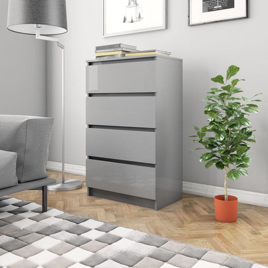 Sideboard High Gloss Grey 70x40x97 cm Chipboard
