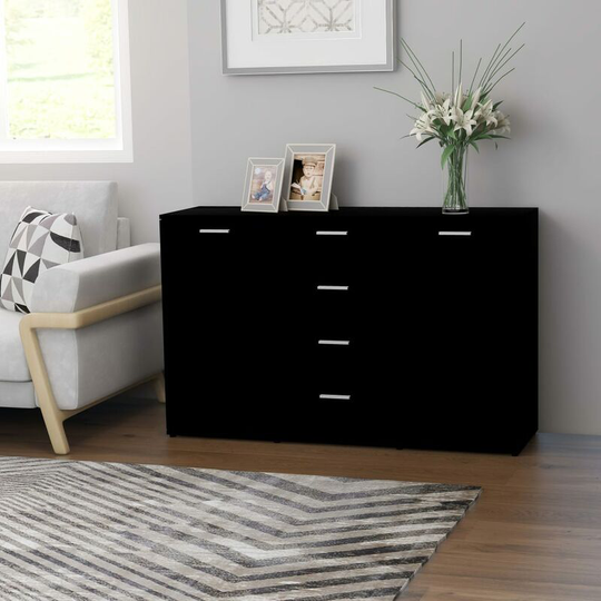 Sideboard Black 120x35,5x75 cm Chipboard - Black