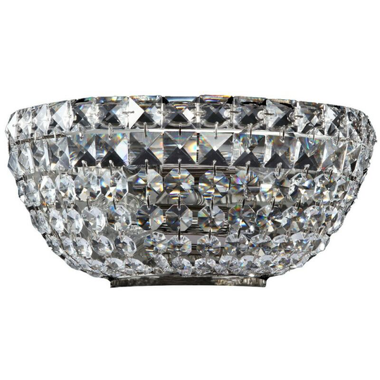 Basfor Flush Wall Lamp Nickel Antique & Crystal, 2 Light, E14