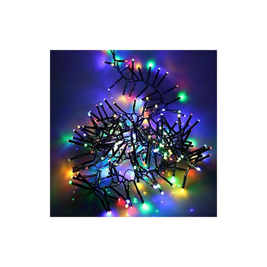 Shatchi - Christmas 960 LEDs Multifunction Controller with 8 Effects Green Cable Cluster Lights Indoor/Outdoor Low Voltage - Multicolour