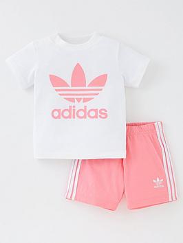 Adidas Originals Toddler Kids Adicolor Trefoil Shorts &Amp; T-Shirt Set - Light Pink