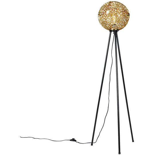 Qazqa - Art Deco floor lamp tripod gold - Maro - Gold/Messing