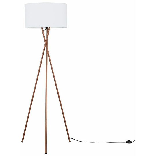 Camden Tripod Floor Lamp in Copper with Drum Shade - White - No Bulb
