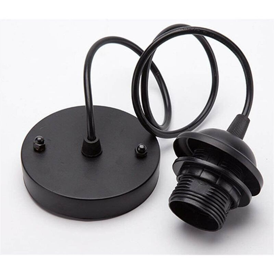 Aougo - Pack E27 Base Pendant Light Fixture with Cable Lamp Holder for diy Living Room Bedroom Kitchen Corridor Vintage Ceiling Chandelier - Black