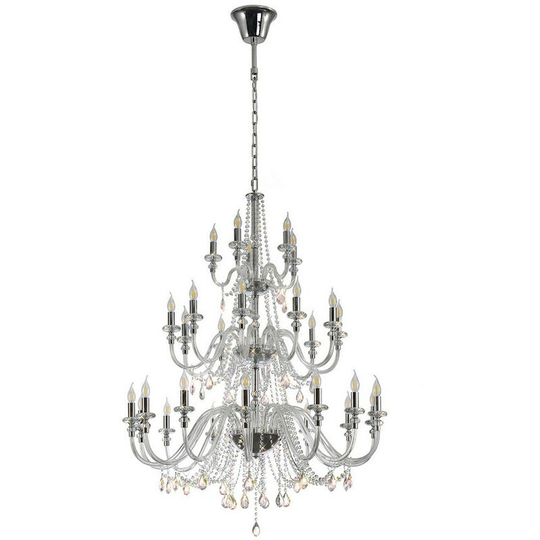 Luminosa Lighting - Luminosa Chandelier Pendant, 29 Light E14, Polished Chrome, Clear Glass, Crystal, Item Weight: 23.8kg