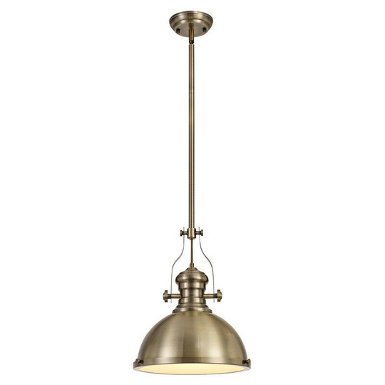 Luminosa Lighting - Ceiling Dome Pendant, 1 x E27, Antique Brass, Frosted Glass