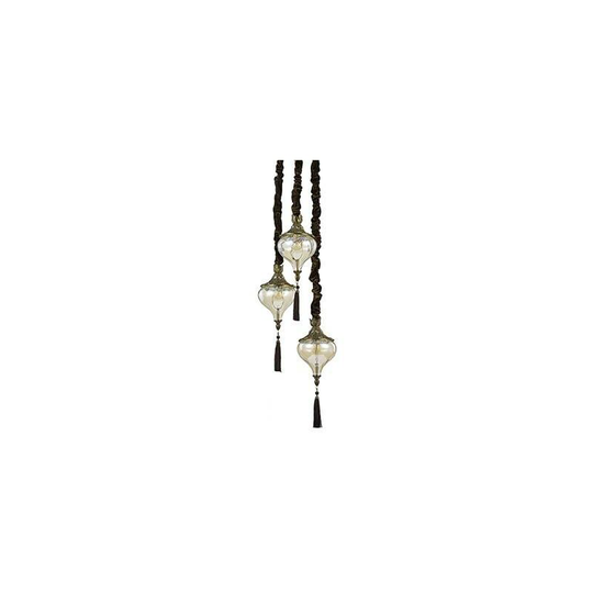 Ideal Lux Harem - 3 Light Ceiling Pendant Antique Brass, Amber, Glass, E27