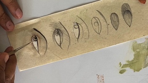 Draw eyes, hands, legs, face in Indian Traditional Painting