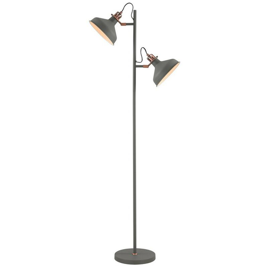 Floor Lamp, 2 x E27, Sand Grey, Copper, White - Luminosa Lighting