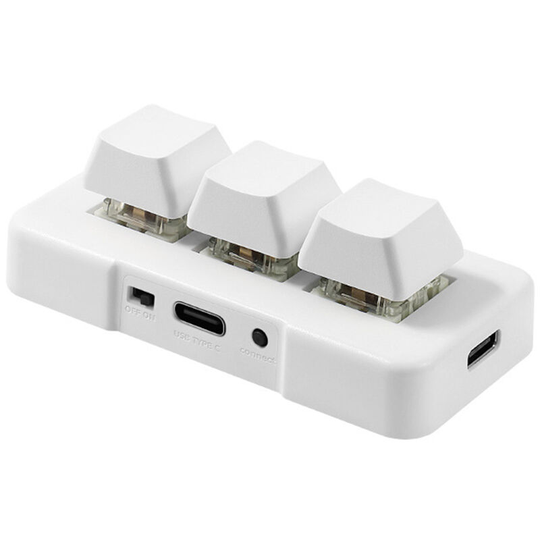 Asupermall - MK321U 3-key Wired Mini Customized Keyboard with Mechanical Blue Switch Detachable Data Cable for Office Game Multimedia White,White