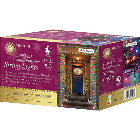 1500 Multicolour LEDs Multifunction Timer Outdoor String Fairy Lights 150M - Multicolour