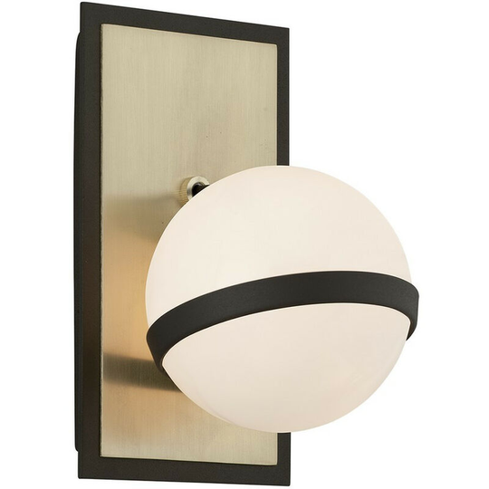 Ace 1 Light Wall Sconce Textured Bronze Brushed Brass, Glass