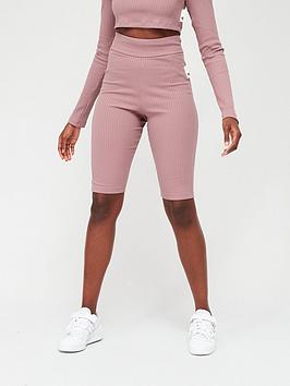 Adidas Studio Lounge Rib Shorts - Light Red