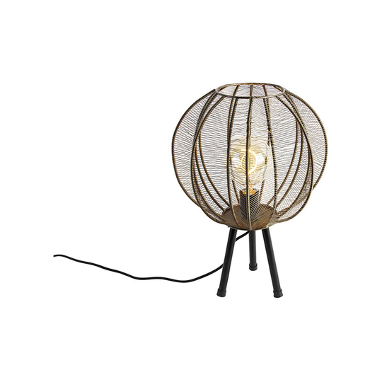 Qazqa - Industrial tripod table lamp bronze with black - Dong - Bronze