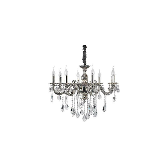 Ideal Lux Lighting - Ideal Lux Impero - 8 Light Crystal Chandelier Crystal, Silver Finish, E14