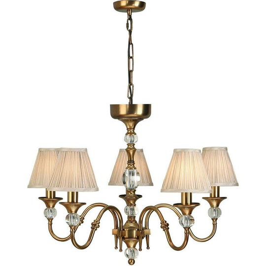 Interiors 1900 Lighting - Interiors Polina Antique Brass - 5 Light Multi Arm Ceiling Pendant Chandelier Antique Brass, E14